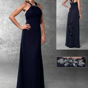 Venus Bridal Blue Sleeveless Halter Prom Dress
